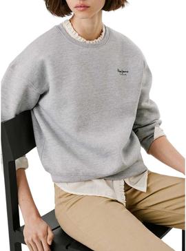 Moletom Pepe Jeans Babi cinza com gola redonda para mulher