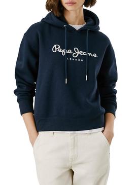 Moletom Pepe Jeans Baddy com capuz marinho para mulher