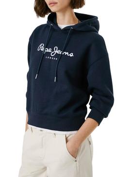 Moletom Pepe Jeans Baddy com capuz marinho para mulher