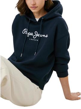 Moletom Pepe Jeans Baddy com capuz marinho para mulher
