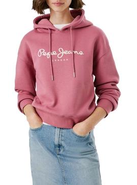 Moletom Pepe Jeans Baddy com capuz rosa para mulher