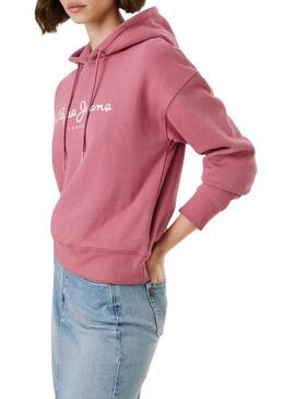 Moletom Pepe Jeans Baddy com capuz rosa para mulher