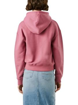Moletom Pepe Jeans Baddy com capuz rosa para mulher