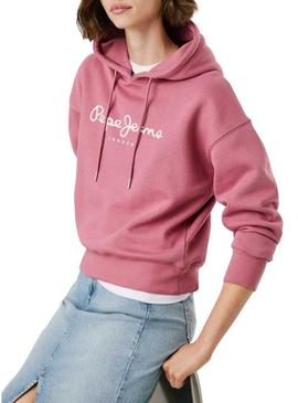 Moletom Pepe Jeans Baddy com capuz rosa para mulher