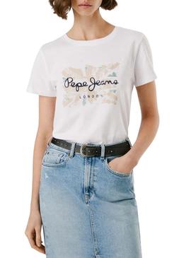 Camiseta Pepe Jeans Babu branca para mulher.