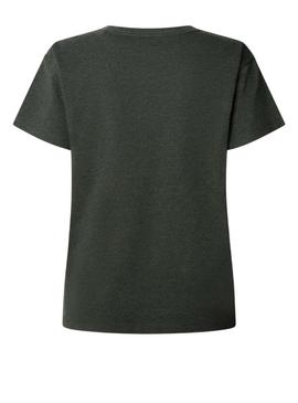 Camiseta Pepe Jeans Bemma logo strass cinza para mulher.