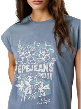 Camiseta Pepe Jeans Bernice azul para mulher.