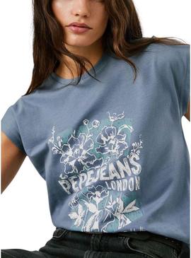 Camiseta Pepe Jeans Bernice azul para mulher.
