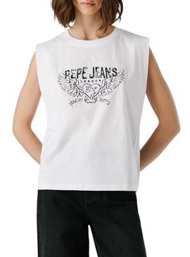 Camisa Pepe Jeans Bertha branca para mulher.