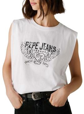Camisa Pepe Jeans Bertha branca para mulher.
