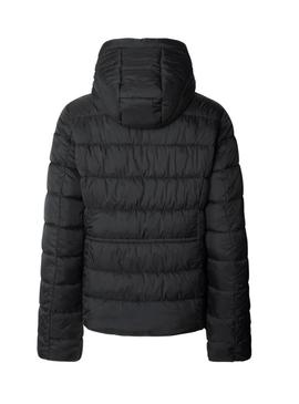 Casaco de penas Pepe Jeans Sally longo preto para mulher.