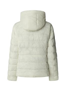 Casaco de penas Pepe Jeans Sally curto branco para mulher