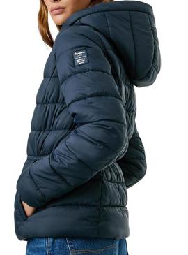 Casaco de penas curto marinho Pepe Jeans Sally para mulher