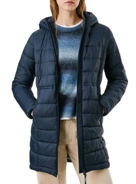 Casaco acolchoado Pepe Jeans Sally comprido azul-marinho para mulher