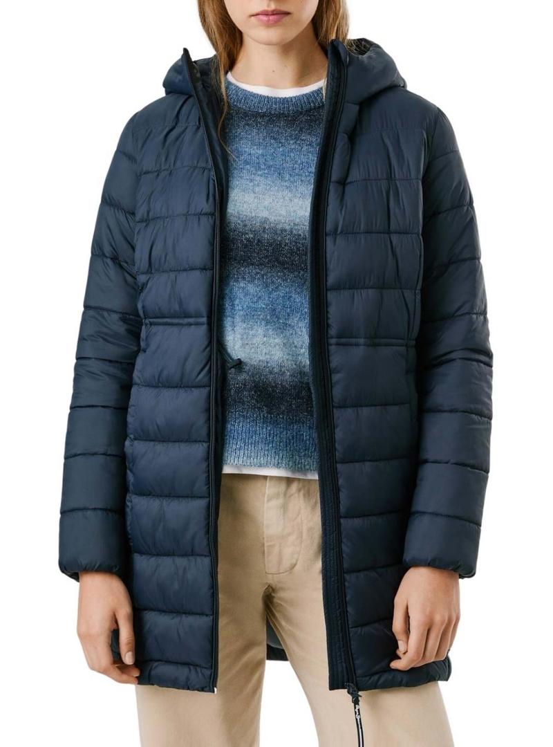 Casaco acolchoado Pepe Jeans Sally comprido azul-marinho para mulher