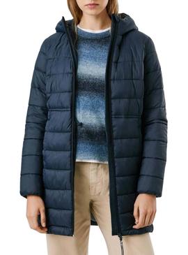Casaco acolchoado Pepe Jeans Sally comprido azul-marinho para mulher