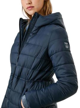 Casaco acolchoado Pepe Jeans Sally comprido azul-marinho para mulher