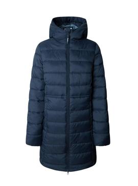 Casaco acolchoado Pepe Jeans Sally comprido azul-marinho para mulher