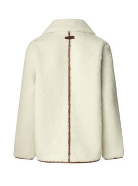 Jaqueta Pepe Jeans de pele de carneiro Truth bege para mulher