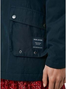 Jaqueta Pepe Jeans Tess impermeável marinho para mulher.