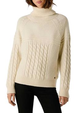 Camisola Pepe Jeans Caresse trançada bege para mulher