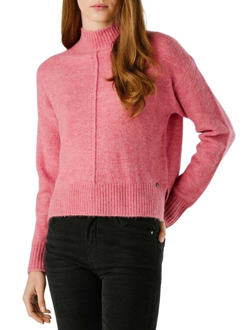Camisola Pepe Jeans Cecil com gola Perkins rosa para mulher.