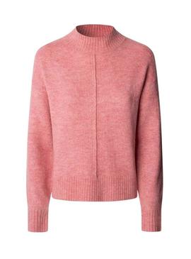 Camisola Pepe Jeans Cecil com gola Perkins rosa para mulher.