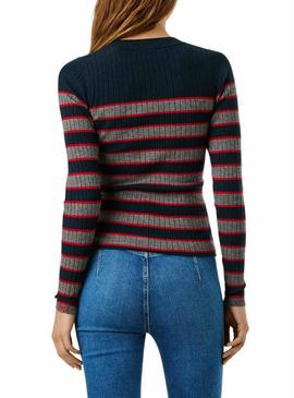 Camisola Pepe Jeans Clarisse em malha canelada estampada de riscas para mulher.