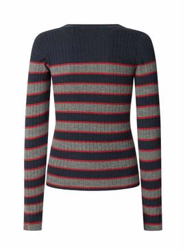 Camisola Pepe Jeans Clarisse em malha canelada estampada de riscas para mulher.