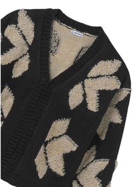 Jaqueta Mayoral jacquard preta para menina.