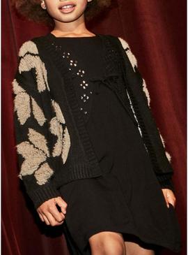 Jaqueta Mayoral jacquard preta para menina.