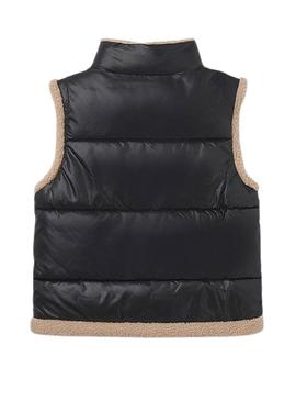 Colete Mayoral de pele preto com contrastes para menina.