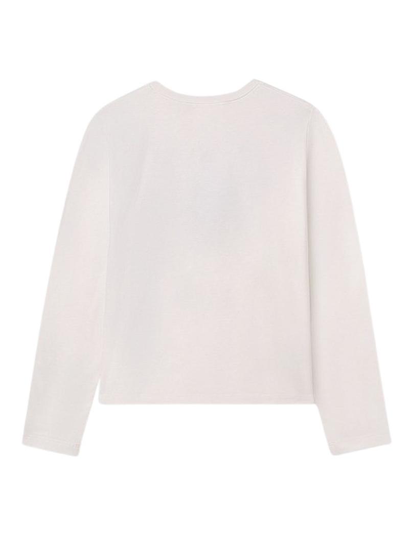 Camisa Mayoral bordada com lantejoulas branca para menina.