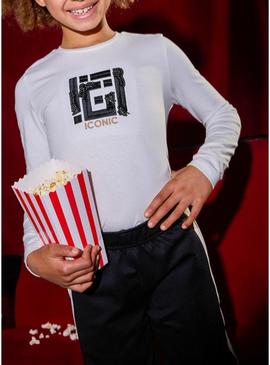 Camisa Mayoral bordada com lantejoulas branca para menina.