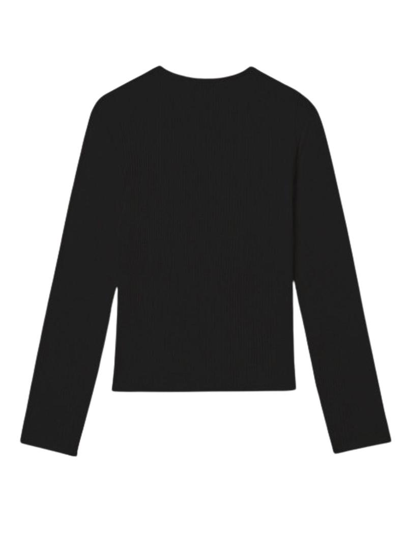 Camiseta Mayoral canalé cortada em preto para menina.