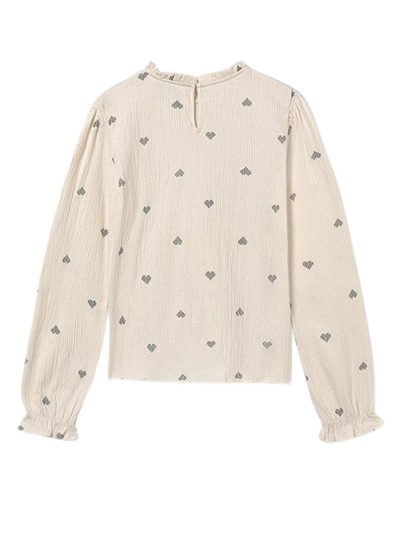 Camiseta Mayoral em malha de bambula na cor bege para menina.