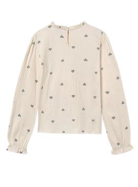 Camiseta Mayoral em malha de bambula na cor bege para menina.
