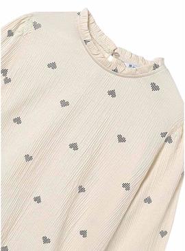 Camiseta Mayoral em malha de bambula na cor bege para menina.