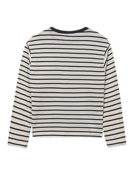 Camiseta Mayoral oversize às riscas preto para menina