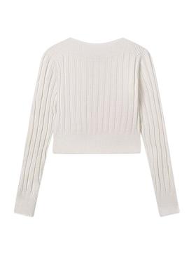 Camisola Mayoral detalhes canelados bege para menina