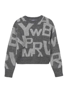 Jersey Mayoral jacquard cinza para menina.