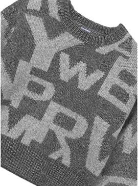 Jersey Mayoral jacquard cinza para menina.