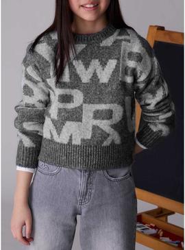Jersey Mayoral jacquard cinza para menina.