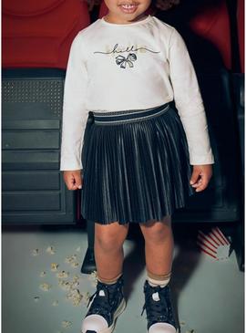 Saia plissada preta Mayoral em malha para menina.