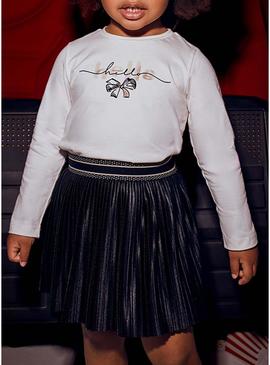 Saia plissada preta Mayoral em malha para menina.