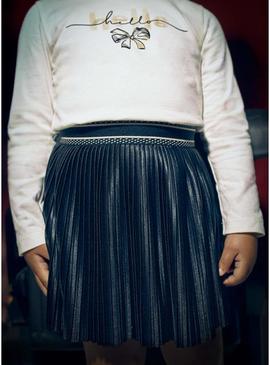 Saia plissada preta Mayoral em malha para menina.