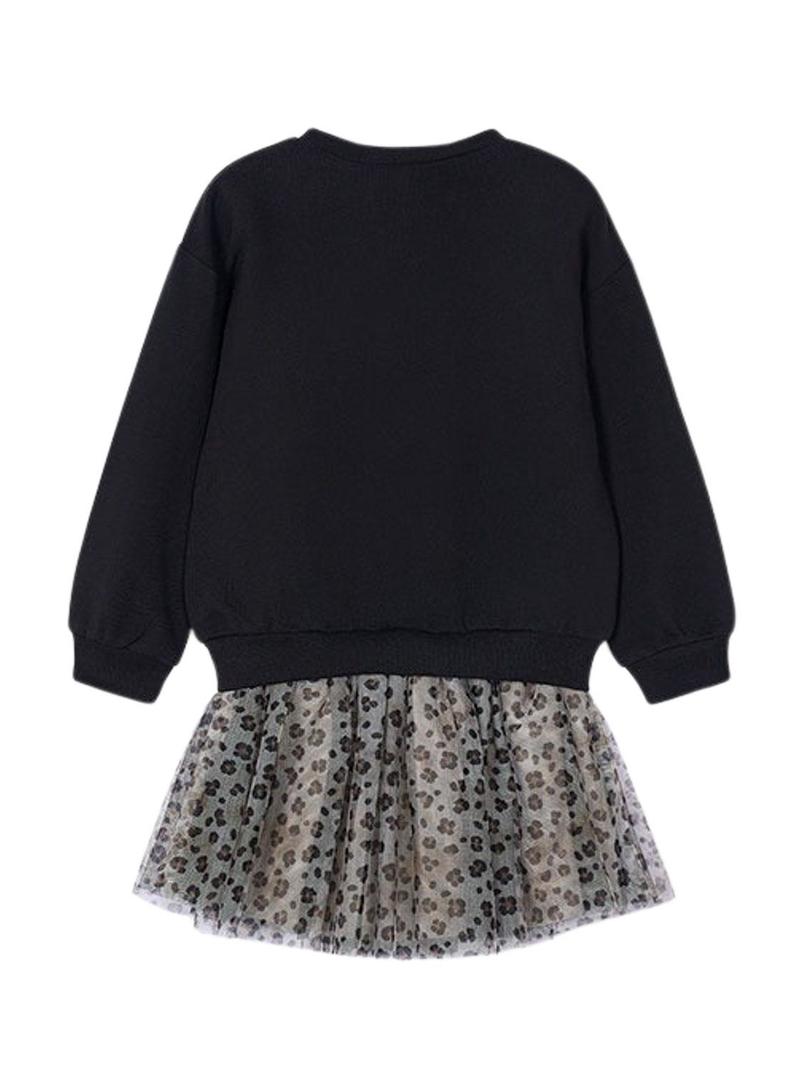 Conjunto saia Mayoral de tule e moletom preto para menina.