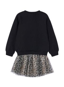 Conjunto saia Mayoral de tule e moletom preto para menina.