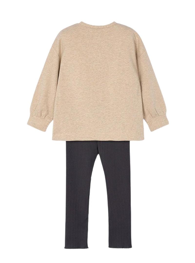 Conjunto de leggings canelados y sudadera para niña da Mayoral.