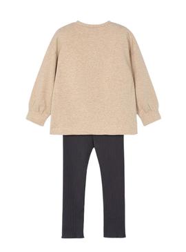 Conjunto de leggings canelados y sudadera para niña da Mayoral.